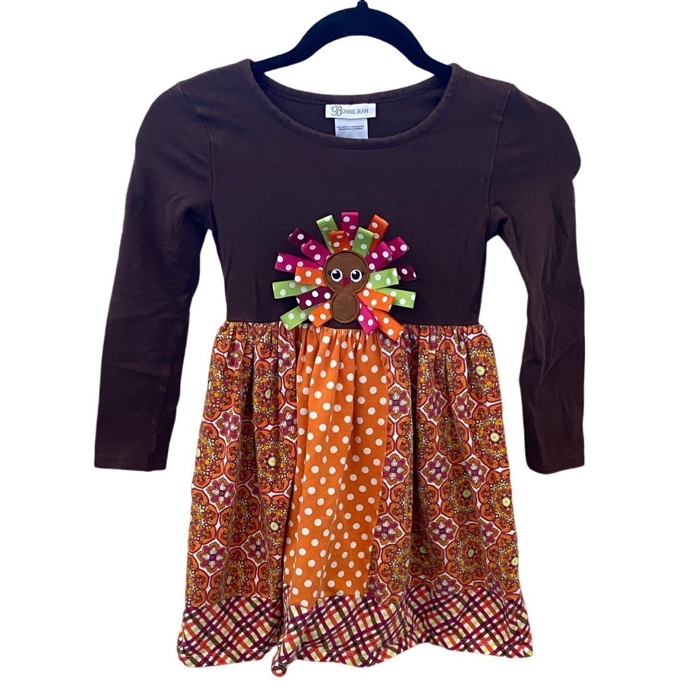 Bonnie Jean Brown and Orange Turkey Dress. Size 6.